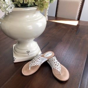 B.O.C. White Cut Out Flip Flop Sandals
